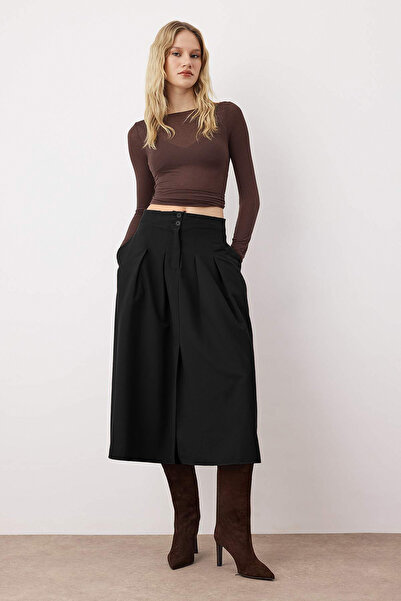 Trendyol Collection Black Woven Skirt Twoss24Et00169