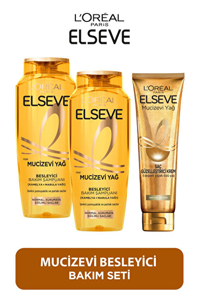 ELSEVE Mucizevi Yağ Besleyici Bakım Şampuan 400 ml 2'li & Saç Güzelleştirici Krem