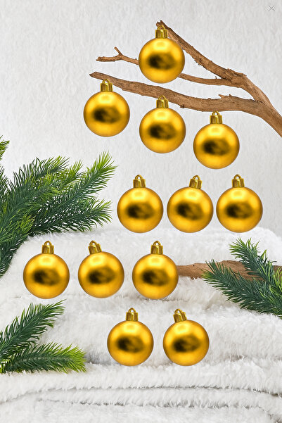 Waldern Christmas Pine Tree Ornament Gold Matte 4 cm Cici Ball