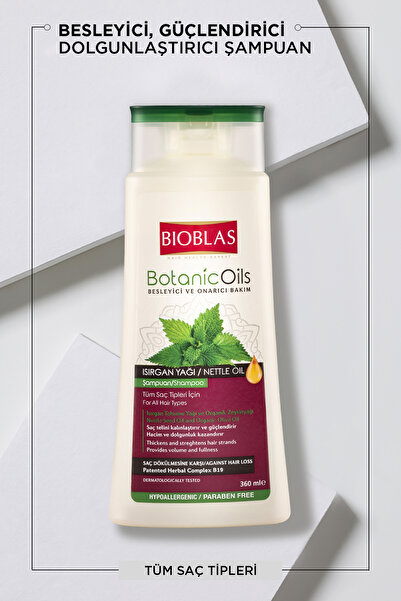Bioblas Botanic Oils Isırgan Organik Zeytinyağı Şampuan 360 ml - Dolgunlaştırıcı, Saç Dökülmesine Karşı