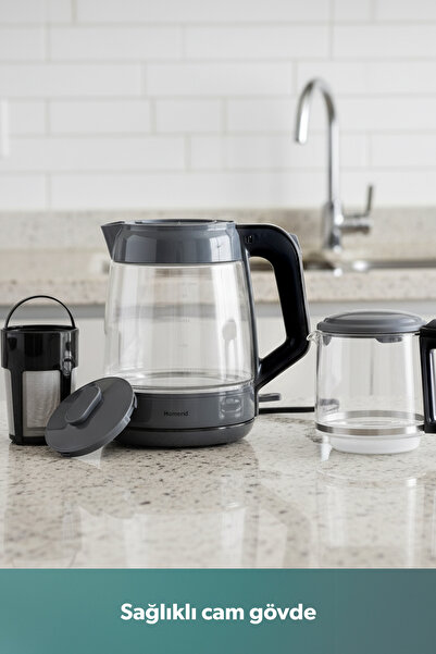 HOMEND Infinity XL 1764H Glass Tea Maker Anthracite Black