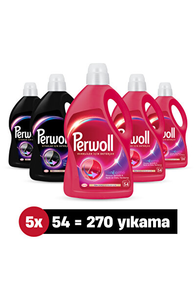 Perwoll Sıvı Çamaşır Deterjanı 2,97L x 5'li set: (270 Yıkama) x3 Renkliler , ...