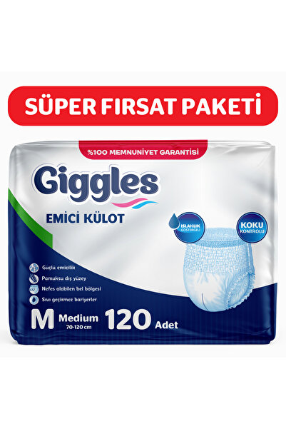 giggles Yetişkin Emici Külot Bez Orta Boy (Medium) Bel Boyu 70-120cm  Islaklı...