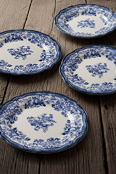 TRENDYOLMİLLA HOME Set de 4 piese din porțelan cu model de flori vintage - albastru TPHAW26KDH00000