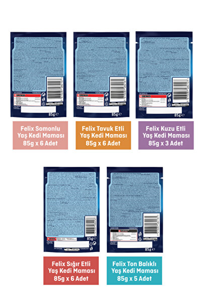 FELIX Karışık Paket Pouch Kedi Konservesi 26 x 85 gr