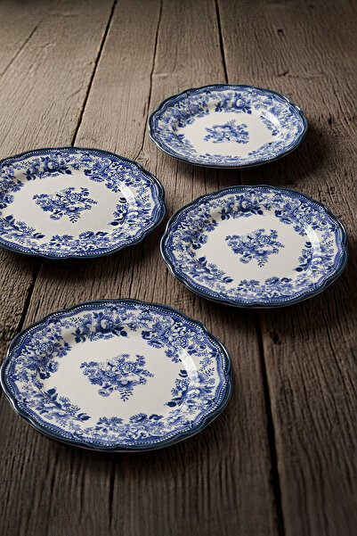 TRENDYOLMİLLA HOME Set de 4 piese din porțelan cu model de flori vintage - albastru TPHAW26KDH00000