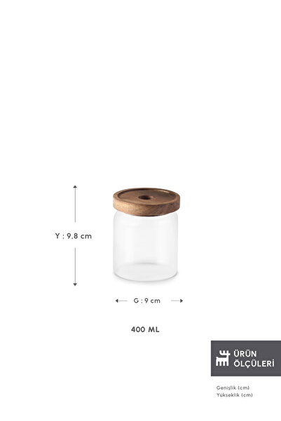 Karaca Mova Acacia Glass Storage Container 400 ml