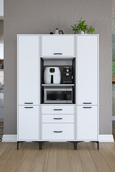 Rani Mobilya Rani JE145 Çok Amaçlı Dolap 5 Kapaklı 3 Çekmeceli Kiler Mutfak D...