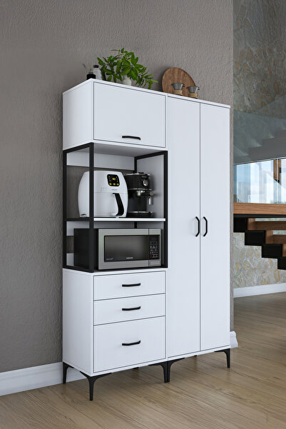 Rani Mobilya Rani JE142 Çok Amaçlı Dolap 3 Kapaklı 3 Çekmeceli Kiler Mutfak D...