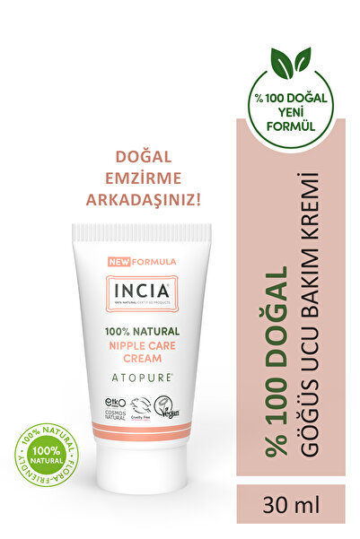 Incia ATOPURE ® %100 Doğal Göğüs Ucu Bakım Kremi Yumuşatma ve Koruma Lanolin İçermez 30 ml