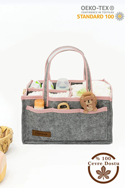 mordesign Çok Amaçlı Kalın Keçe Anne Bebek Bakım Çantası Pudra Biyeli, Dolap İçi Organizer