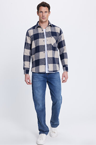 Tudors Men's regular fit classic cut plaid pocketed lumberjack shirt