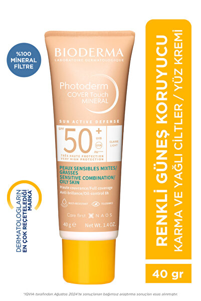 Bioderma Photoderm Cover Touch Spf50+ Light Karma Yağlı Ciltler Kapatıcı Etkili Renkli Güneş Kremi 40 Ml