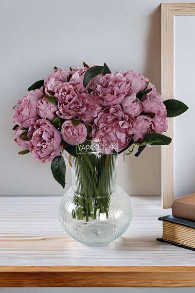 Yapay Çiçek Deposu Yapay Lüx Tırtıklı 11li Erengül Buketi Lila