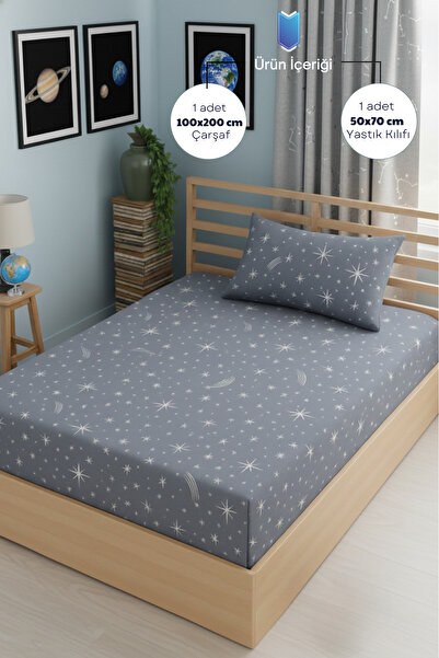 Formeya Star Patterned Single Elastic Sheet Set with Pillowcase 100X200 cm (Sheet+Pillowcase)