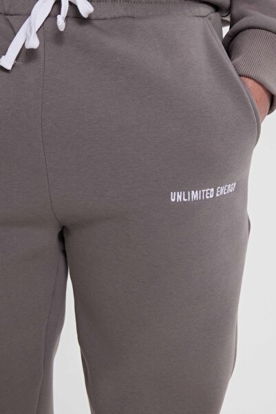 Tudors Ανδρικό σετ αθλητικών φορμών Relax Fit από βαμβακερό 3 νήματα με μαλακή υφή με φλις εσωτερικά και λαιμόκοψη σε γκρι χρώμα