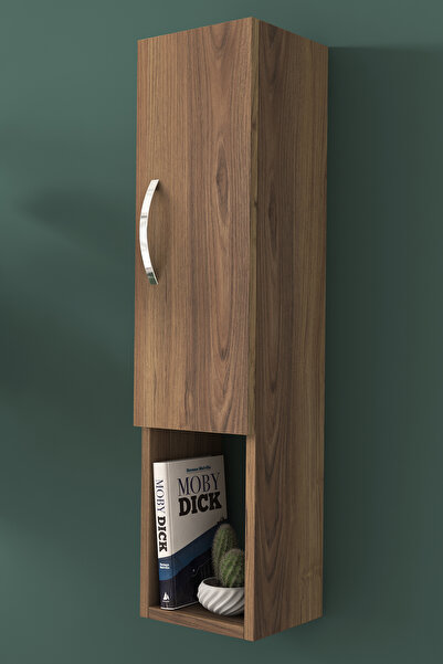 Rani Mobilya Rani E2 Kapaklı 3 Bölmeli Duvar Rafı Minyatür Ceviz