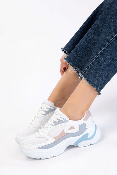 SOHO Bílo-pudrovo-modré dámské tenisky 18147