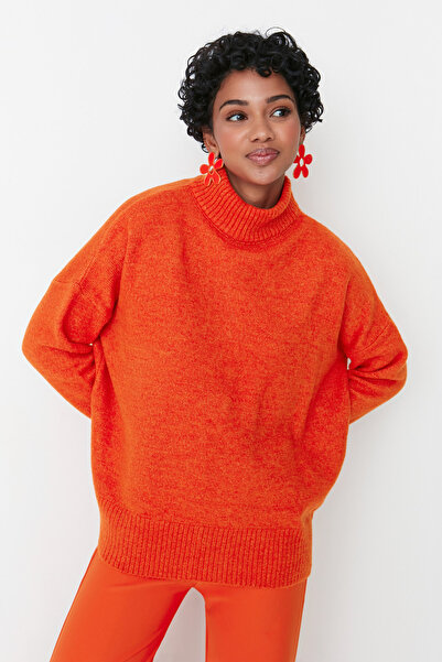 Trendyol Collection Pulover de tricotaj portocaliu cu textura moale - TWOAW23KZ00469