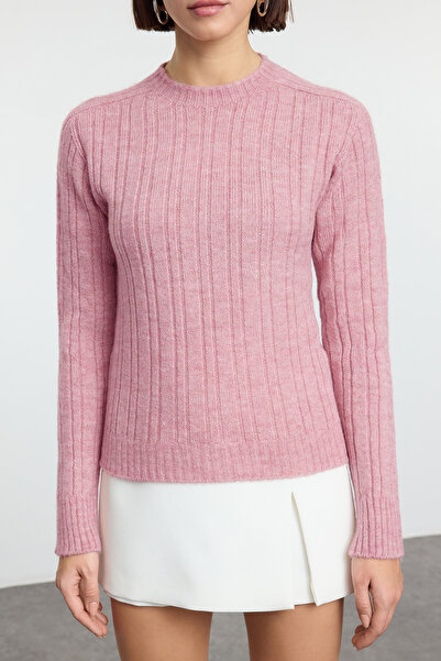 Trendyol Collection Pulover de tricotaj obișnuit cu textura moale de somon TEDAW25KZ00041