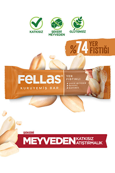 Fellas Yer Fıstıklı Kuruyemiş Bar (30 g) x 12 Adet