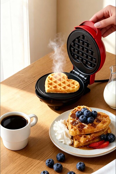 Kiwi KSM-2401W Mini Waffle Makinesi | Yapışmaz Plaka & Pratik Kullanım