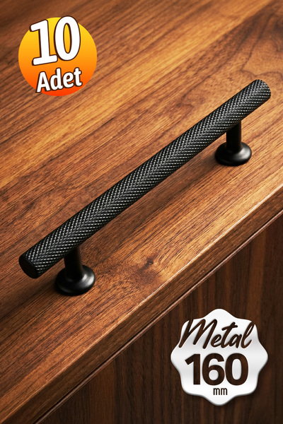 Badem10 10 Adet Doruk Siyah 160 Mm Metal Mobilya Mutfak Çekmece Dolabı Dolap ...