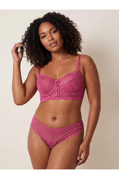 Trendyol Curve Lila Bügel-BH mit Spitze und elastischem Unterteil, große Unterwäsche-Sets TBBAW26DG00001