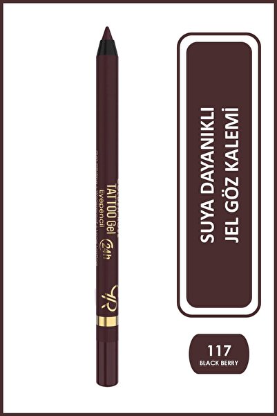 Golden Rose Tattoo Gel Eyepencil No: 117 Black Berry - 24 Saat Kalıcı Suya Da...