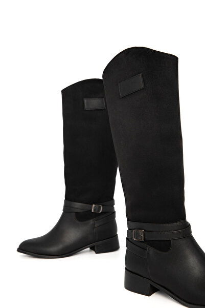 SOHO Black-Black Suede Women's Boots & Booties 21215