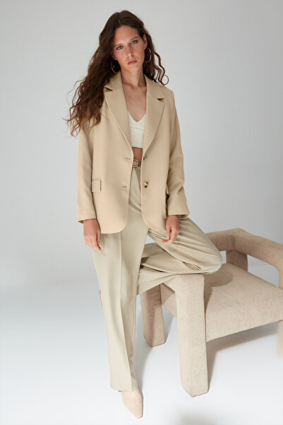 Trendyol Collection Περιορισμένης έκδοσης Mink Regular Lined Woven Blazer Jacket TWOAW23BC00132