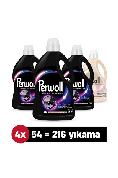 Perwoll Çamaşır Deterjanı 2970 ml 5'li set: x3 Siyah, x1 Açık Renkler (216 Yı...