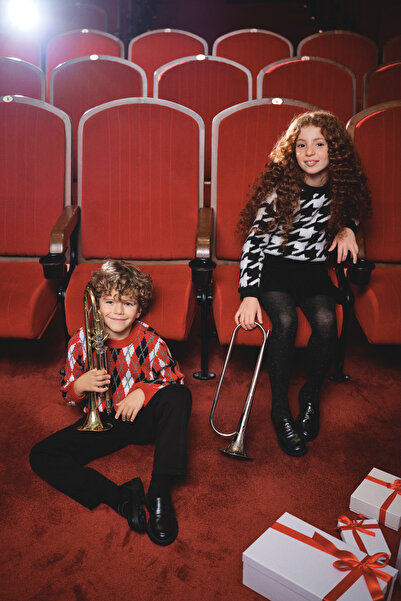 TRENDYOLKIDS Black Girl's Patterned Knitwear Sweater Tkdaw25Kz00026