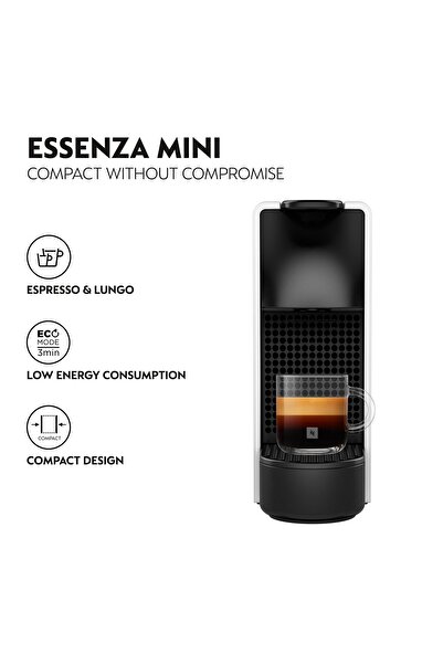 Nespresso Essenza Mini C30 Espresso Capsule Coffee Machine, 0.6 L, 19 Bar Pressure, Silver