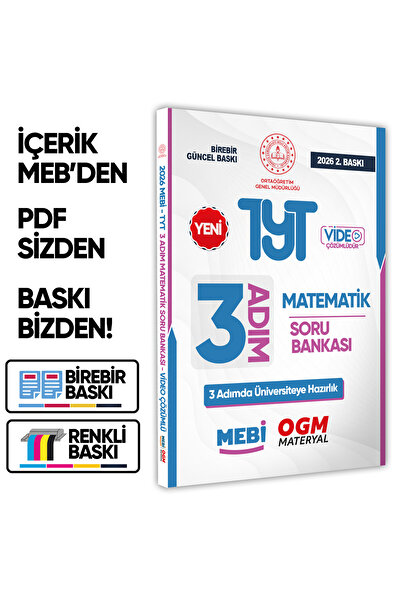Karakutu Yayınları 2026 TYT MEBİ-OGM 3 ADIM Matematik Soru Bankası RENKLİ A4 Boyut Video Çözüm (Karakutu Katkılarıyla)