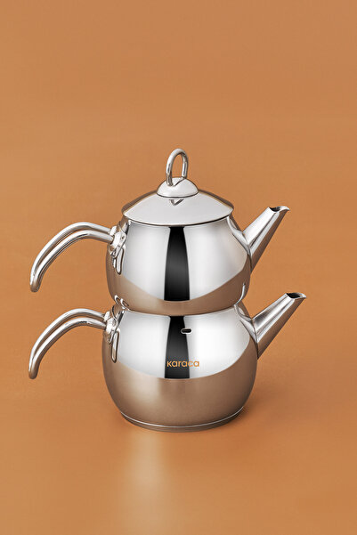 Karaca Set de ceainice din metal de dimensiuni mini Adelya cu bază de inducție