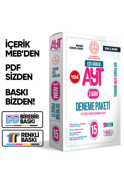 İnformal Yayınları 2026 3 Adım YKS-AYT Eşit Ağırlık (TM) MEBİ Özgün Sorular 1...