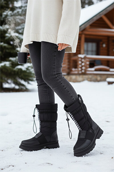 DGN Kadın Ön Bağcıklı Fermuarlı Bot Siyah 1213225