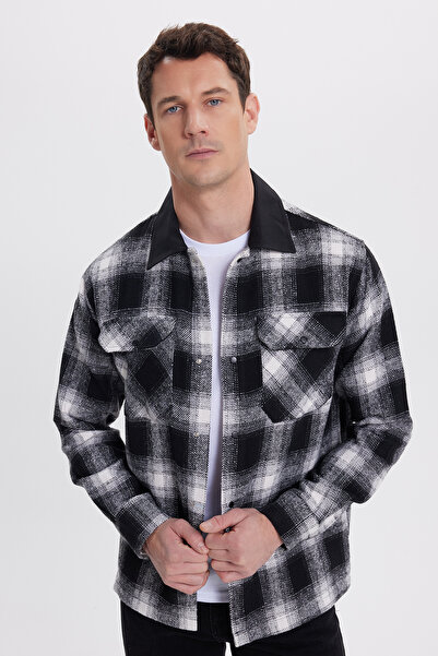 Tudors Men's Slim Fit slim fit double pocket flap sport collar plaid lumberjack shirt