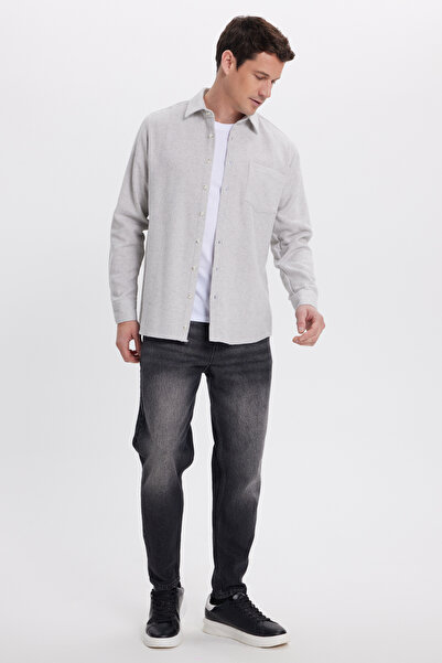 Tudors Men's Regular Fit Classic Cut Straight Pocket Dark Gray Lumberjack Shirt