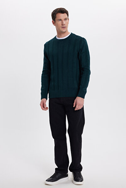 Tudors Ανδρικό πράσινο πουλόβερ με κανονική εφαρμογή και κορδόνι με στάνταρ εφαρμογή