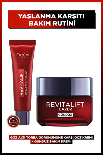 L'Oreal Paris Revitalift Lazer Eyebag Göz Altı Torbalarına Karşı Göz Kremi + Yaşlanma Karşıtı Gündüz Kremi