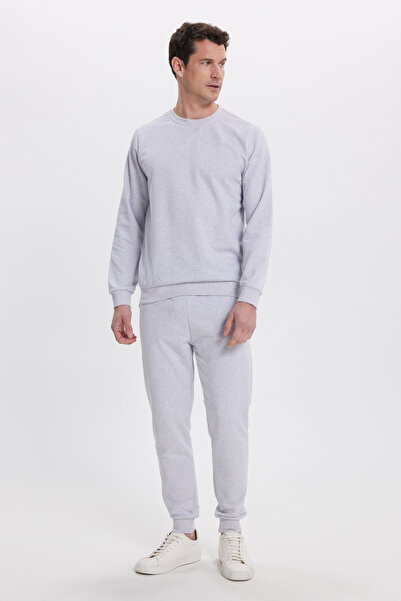 Tudors Ανδρικό σετ αθλητικής φόρμας από βαμβακερό 2 νήματα με μαλακή υφή με λαιμόκοψη γκρι