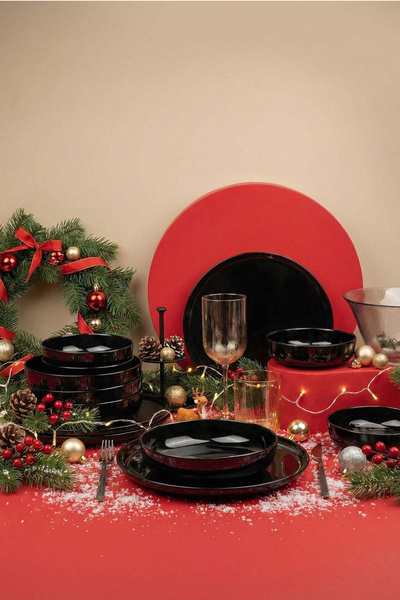 Kütahya Porselen Moderna 12 Parça 4 Kişilik Yemek Takımı Siyah