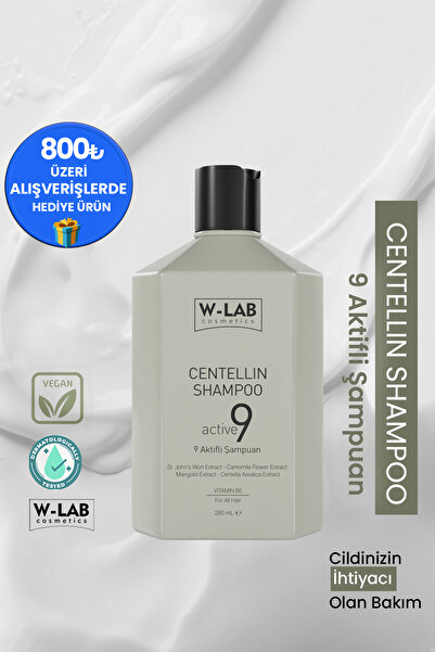 W-Lab Kozmetik Centellin 9 Aktifli Şampuan 250 ml Egzama, Pullanma, Sedef, Kepek, Kaşıntıya Karşı Etkili