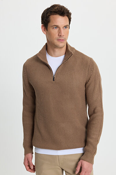 Tudors Чоловічий 3-пакетний комплект Indigo-Vizon-Lacivert Slim Fit Вузький крій Застібка-блискавка Прямий комір Трикотажний светр