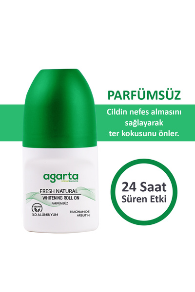 Agarta Parfümsüz Ter Kokusu Önleyici 24 Saat Etkili Beyazlatıcı Unisex Natural Roll-on 50 ml