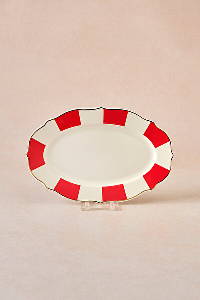 Karaca New Romantic Kalın Çizgili Kayık Tabak 20 cm Kırmızı
