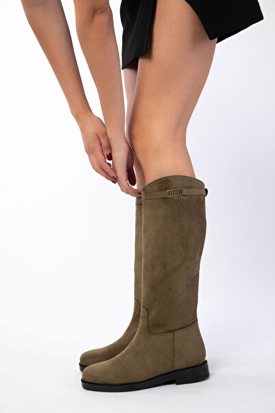 SOHO Khaki Suede Women's Boots 21174