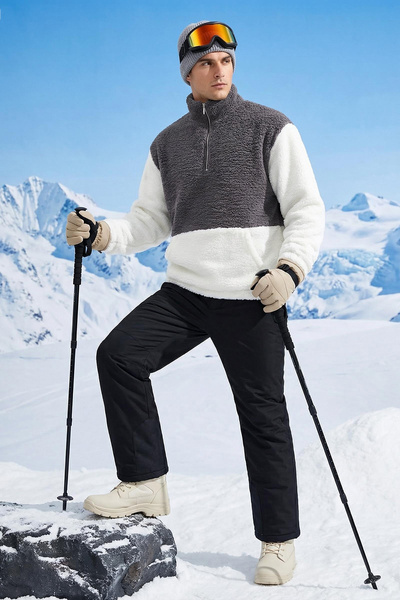 Trendyol Collection Unisex καπνιστό βελούδινο φούτερ - Oversize, Color Block, Stand Collar, Ζεστό Tmnaw25sw00148